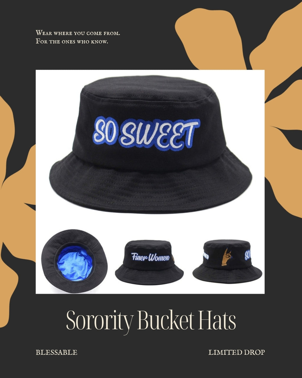 Sorority Bucket Hats — editorial product photo