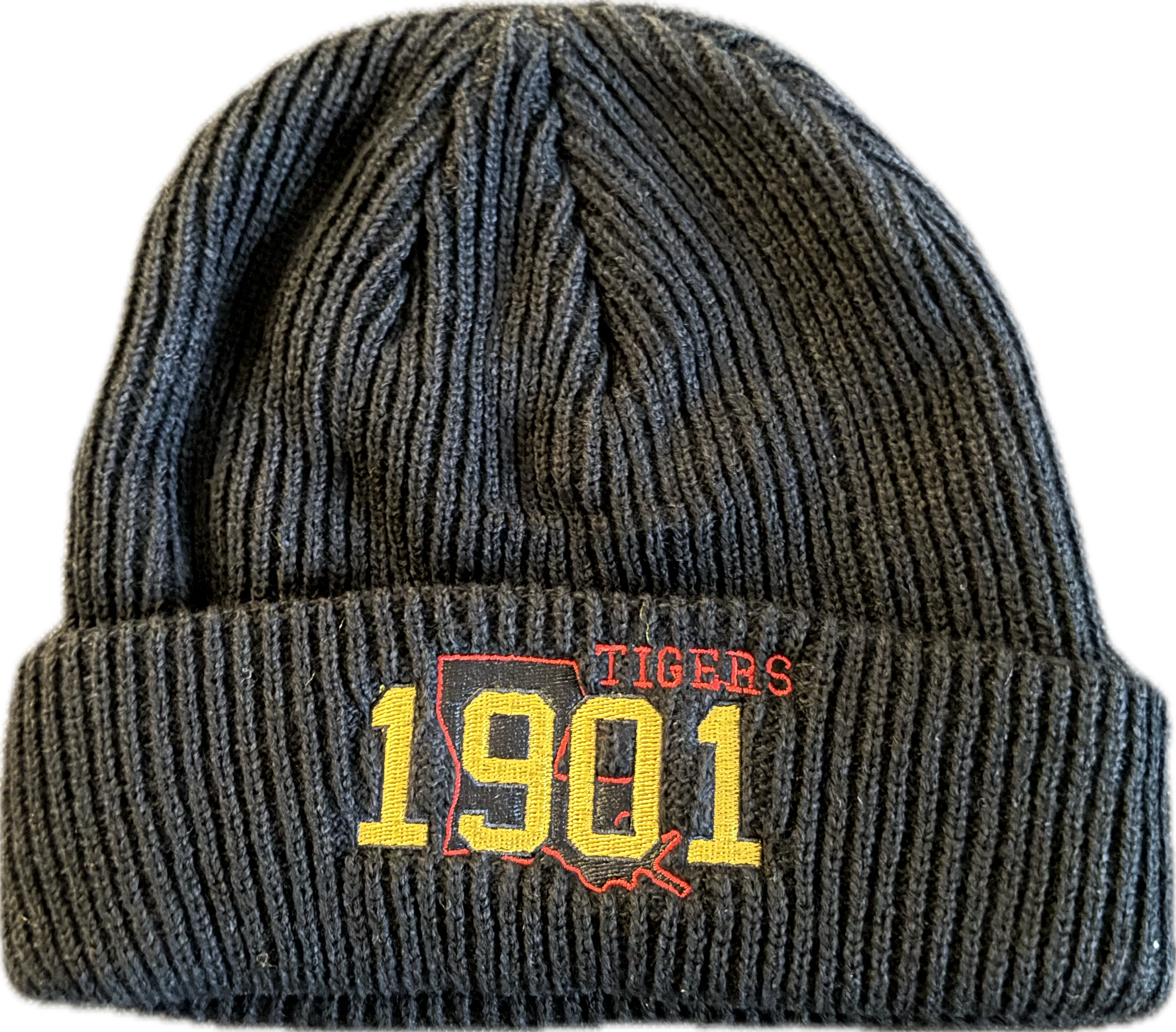1901 Louisiana Tigers Beanie | Charcoal HBCU-Inspired Knit Hat image 0