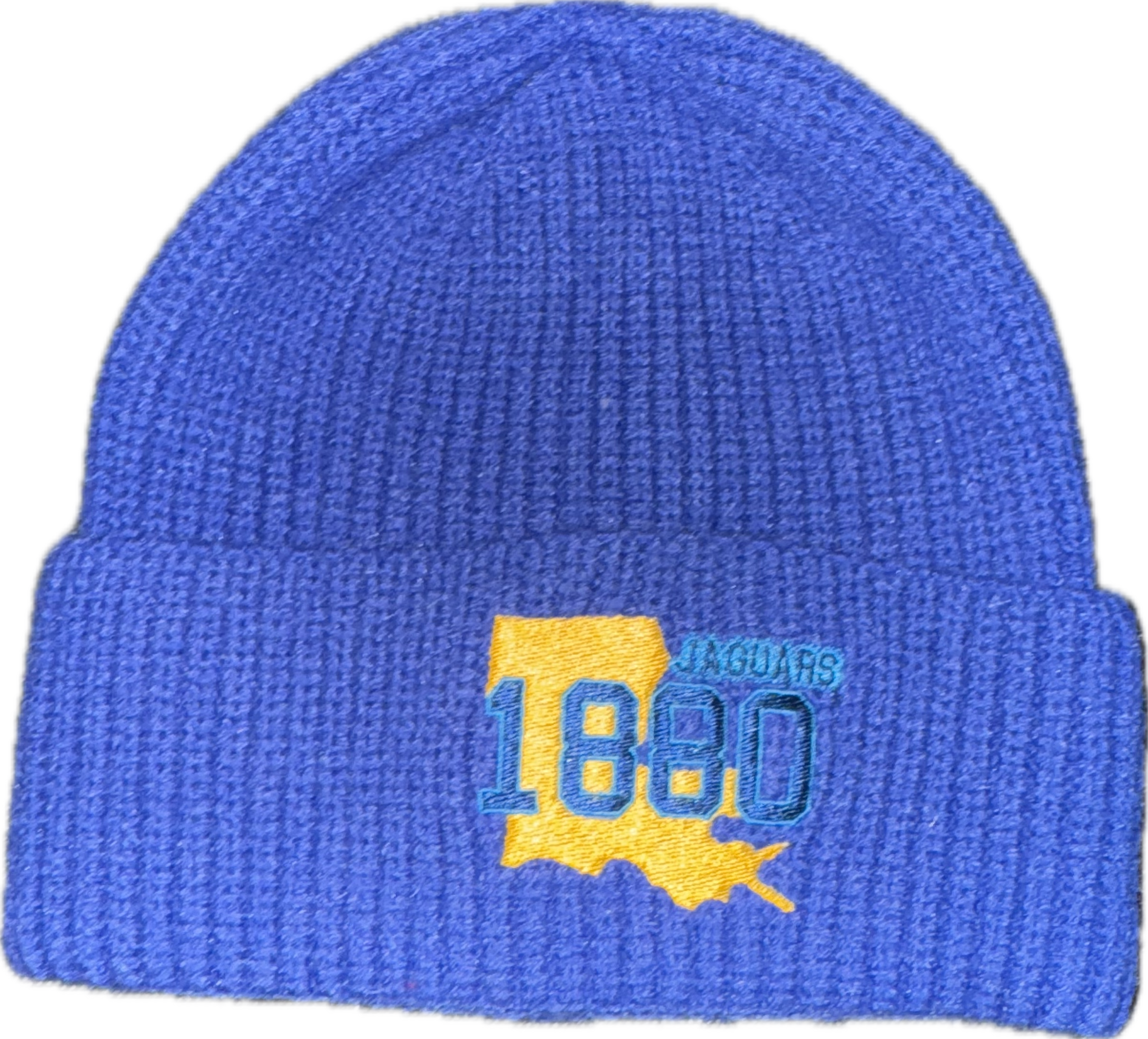 1880 Louisiana Jaguars Beanie | Royal Blue & Gold HBCU-Inspired Hat image 1