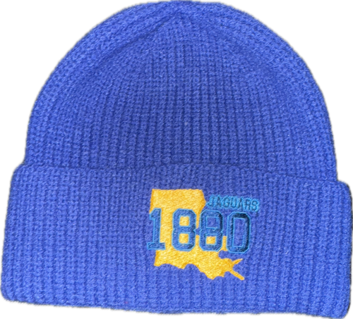 1880 Louisiana Jaguars Beanie | Royal Blue & Gold HBCU-Inspired Hat image 1