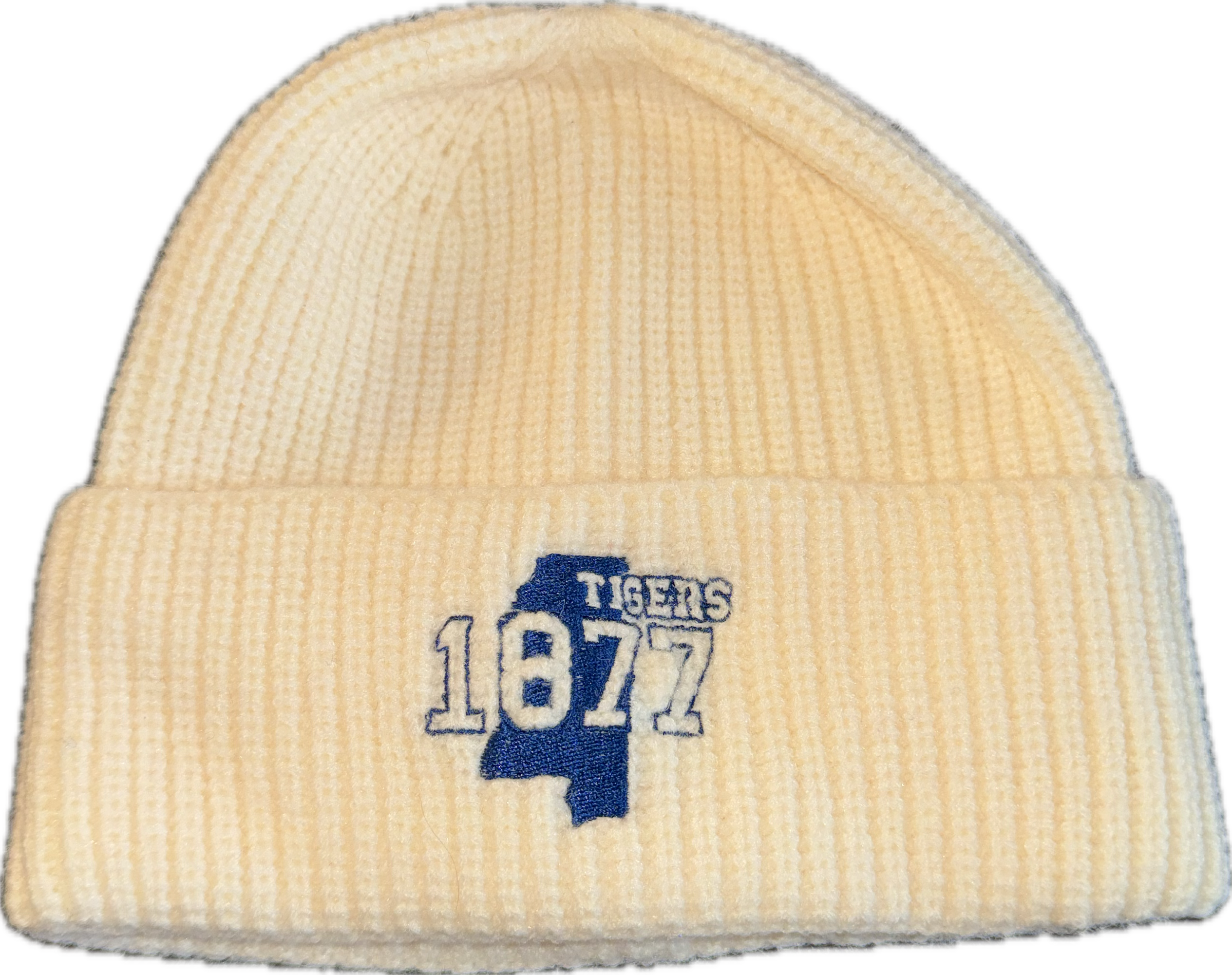 1877 Mississippi Tigers Beanie | Cream Knit HBCU-Inspired Hat image 0