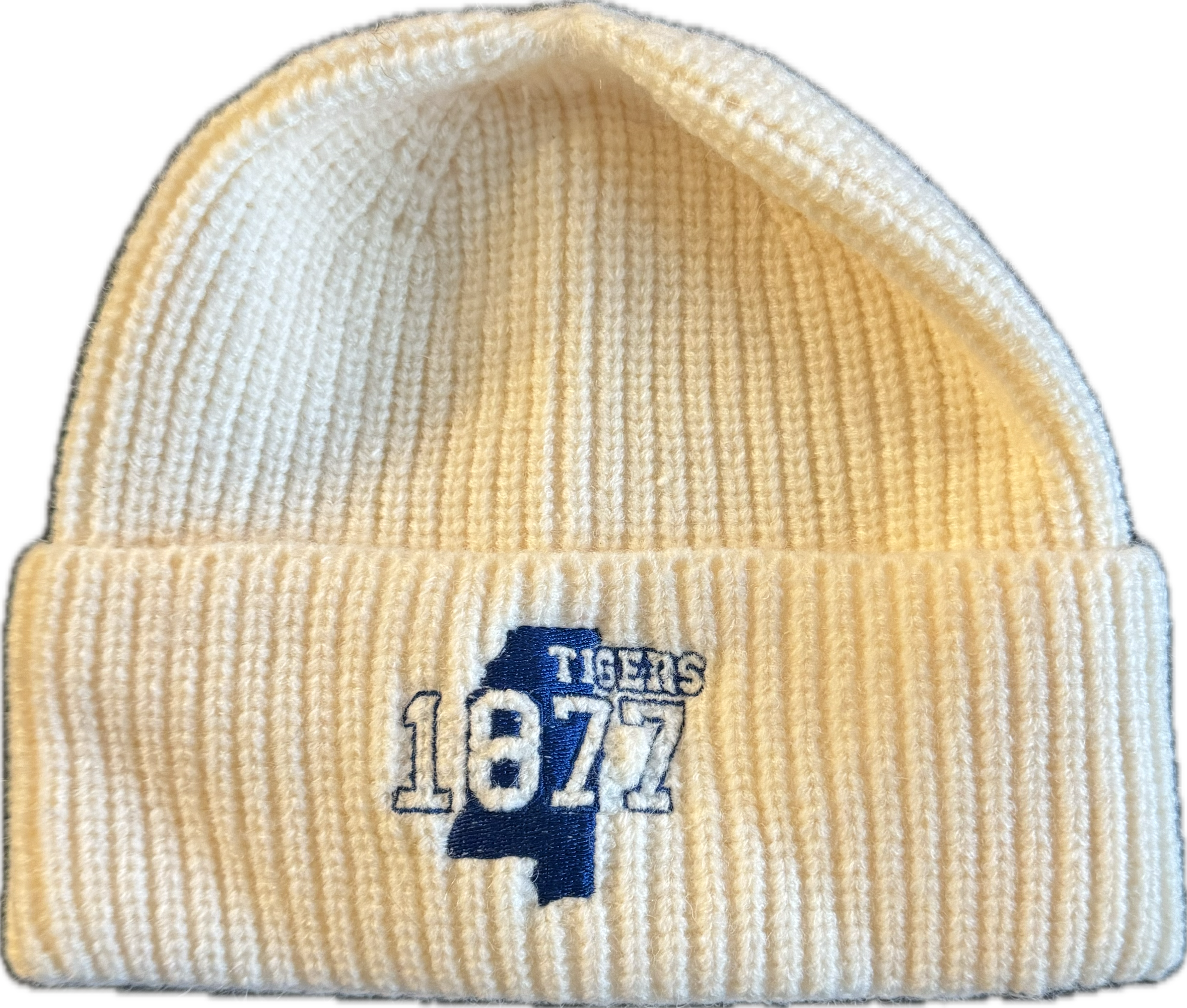 1877 Mississippi Tigers Beanie | Cream Knit HBCU-Inspired Hat image 1