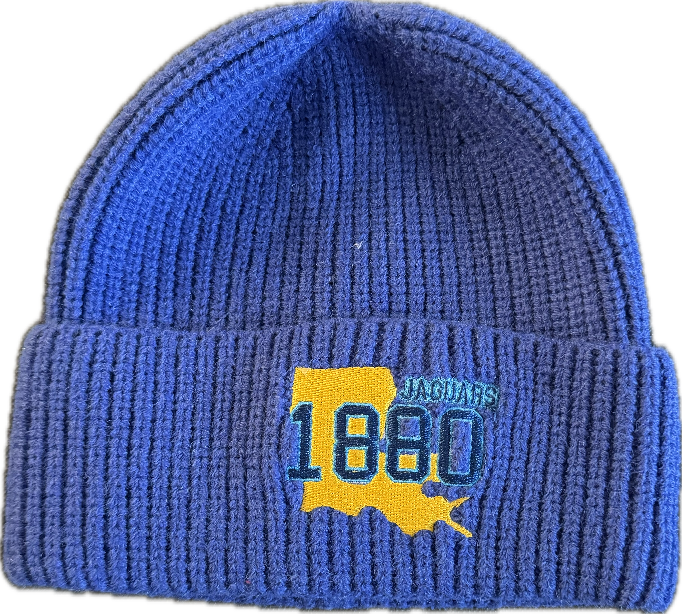 1880 Louisiana Jaguars Beanie | Royal Blue & Gold HBCU-Inspired Hat image 0